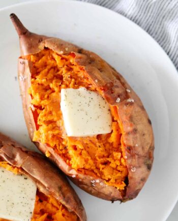 baked sweet potato with butter