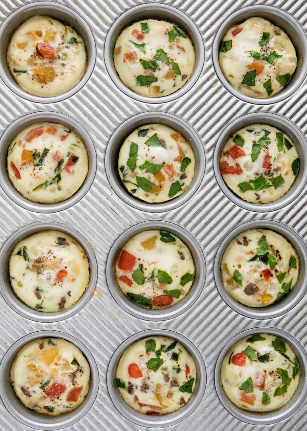 Egg white cups in muffin pan.