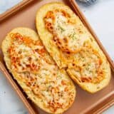 spaghetti boats on baking sheet