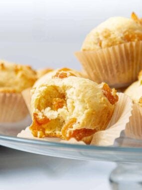 apricot muffin with a bite taken out