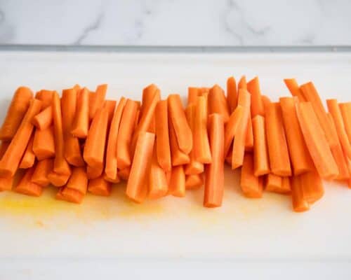 cut carrots on cutting board