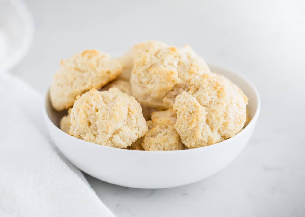 Biscuits in white bowl.