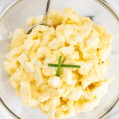 Egg salad in a bowl.