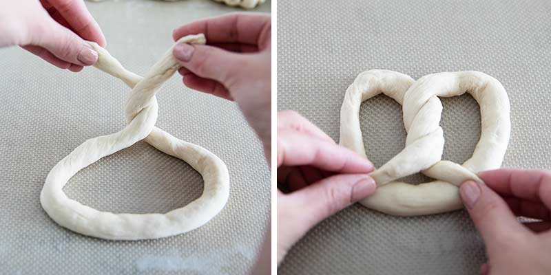 shaping pretzels