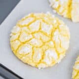 lemon cake mix cookies on pan