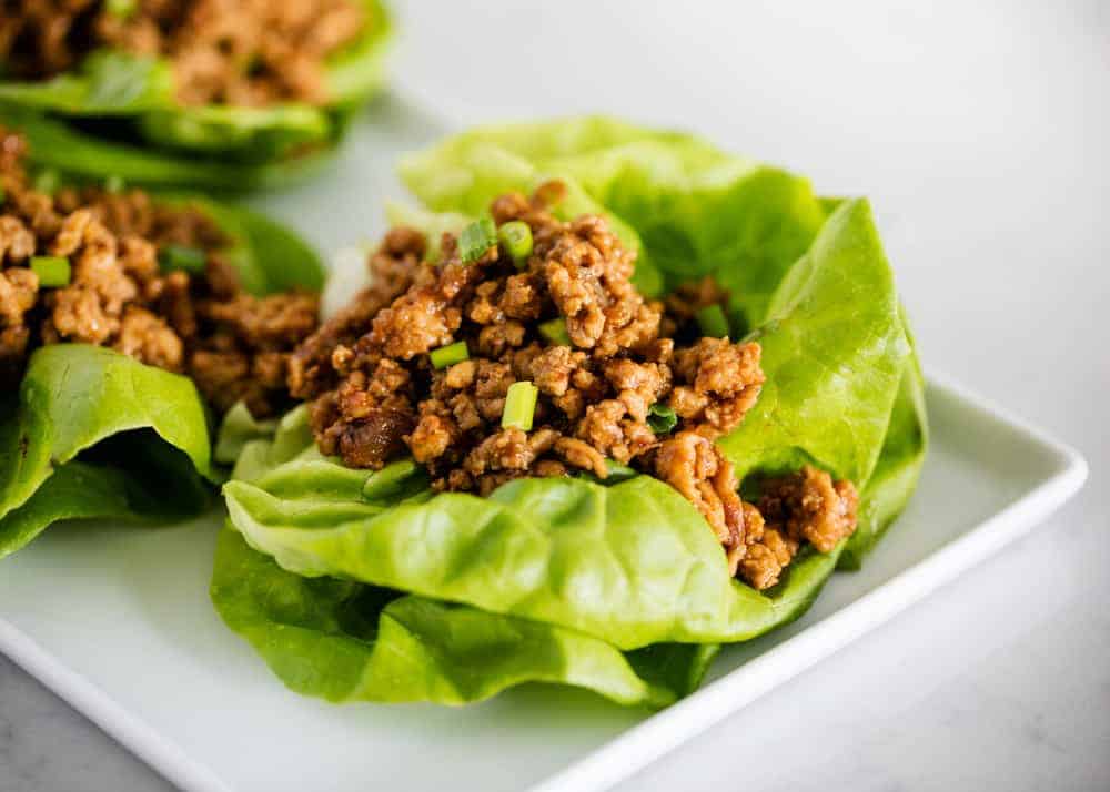 PF Changs lettuce wrap on white plate