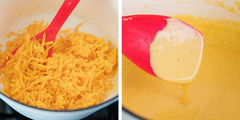 making cheese sauce in pan