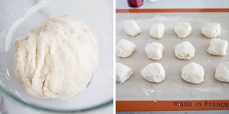 Pretzel dough in a two step photo collage.