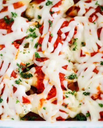 ricotta stuffed shells in pan