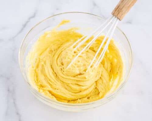lemon cake mix batter in bowl