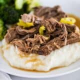 Mississippi pot roast on white plate