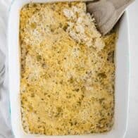 chicken and rice casserole in pan