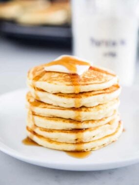 pancakes on white plate