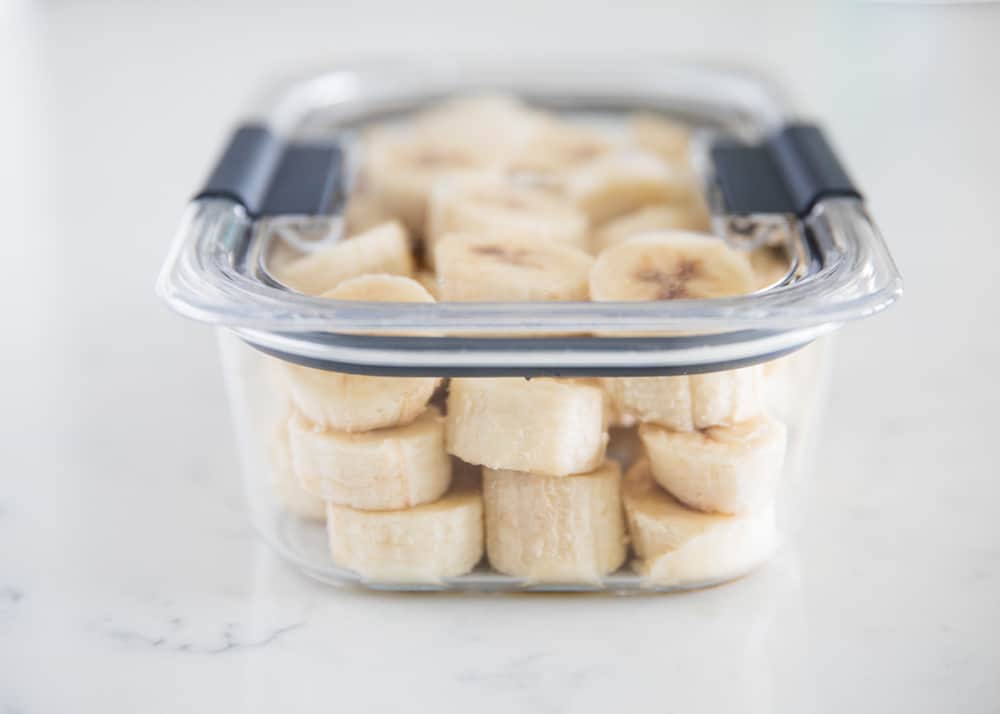 Bananas in container.