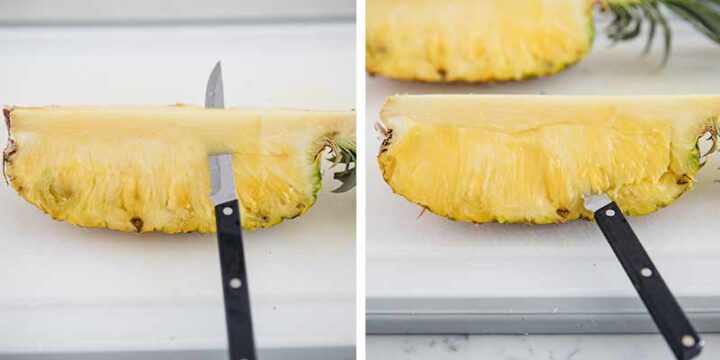 cutting a pineapple