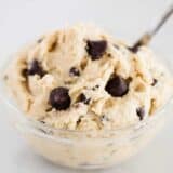 edible cookie dough in a glass bowl