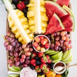 fruit platter on wooden board