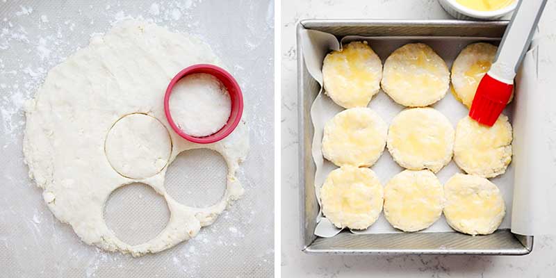 Making homemade biscuits.