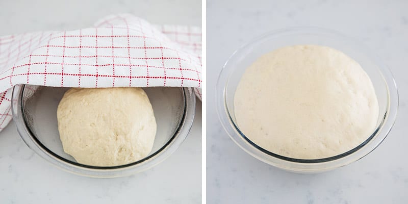 Dough rising in bowl.