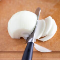 slicing onions