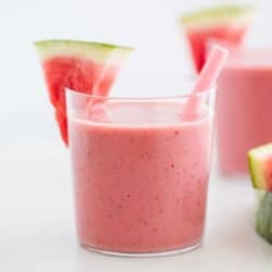 watermelon smoothie in glass cups