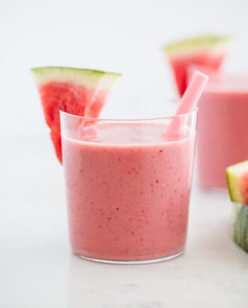 watermelon smoothie in glass cups