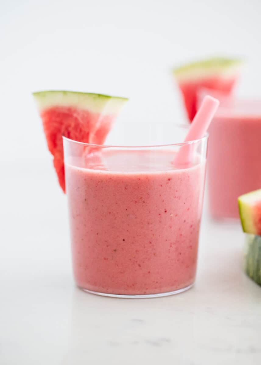 watermelon smoothie in glass cups