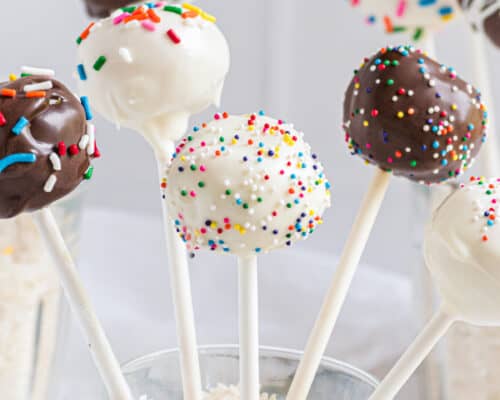 cake pops standing in cup with rice