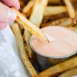 fry sauce and french fries in basket