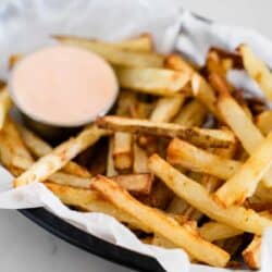 homemade french fries in basket