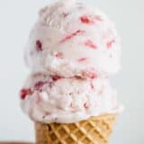 strawberry ice cream in cone