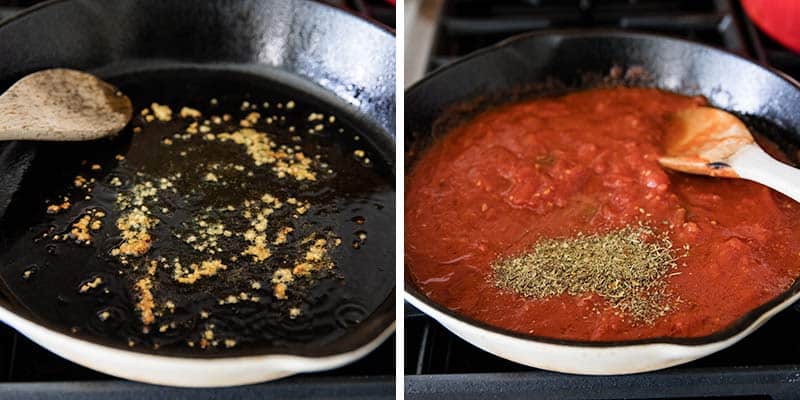 How to make marinara sauce in skillet.