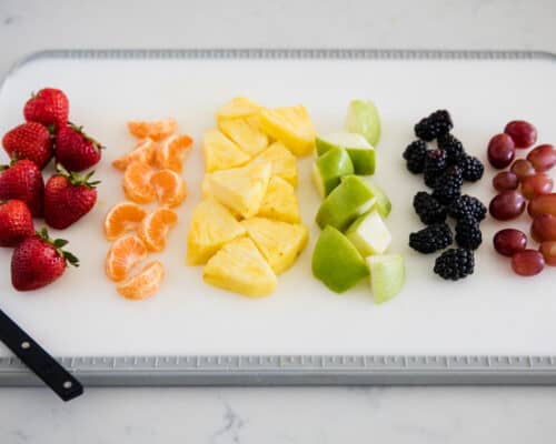 fruit on white cutting board