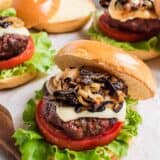 Italian burger with caramelized onions