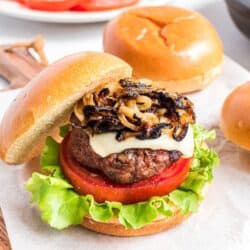 Hamburger with caramelized onions