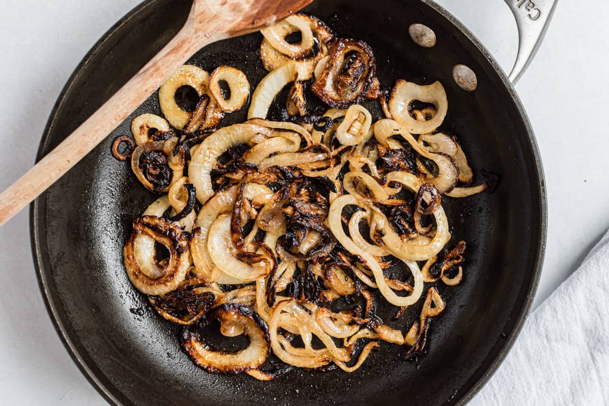 caramelized onions in skillet