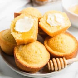 cornbread muffins on white plate