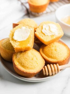 cornbread muffins on white plate