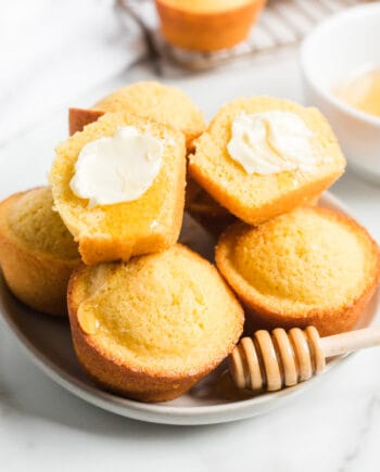 cornbread muffins on white plate