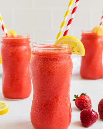 frozen strawberry lemonade in glasses