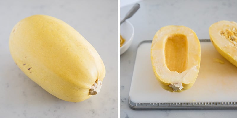 Sliced spaghetti squash.