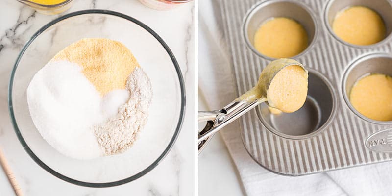 Préparation de la pâte à muffins au pain de maïs