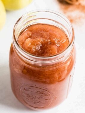 Jar full of applesauce.