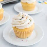 vanilla cupcake on white plate