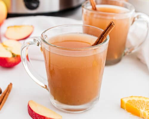 glass cup with apple cider