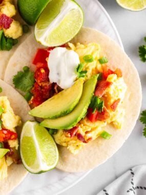 mexican breakfast taco with toppings