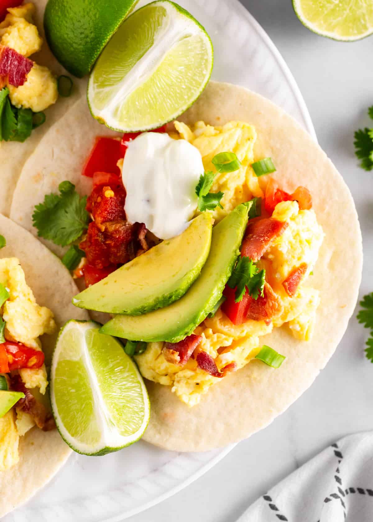 Mexican breakfast taco with toppings.