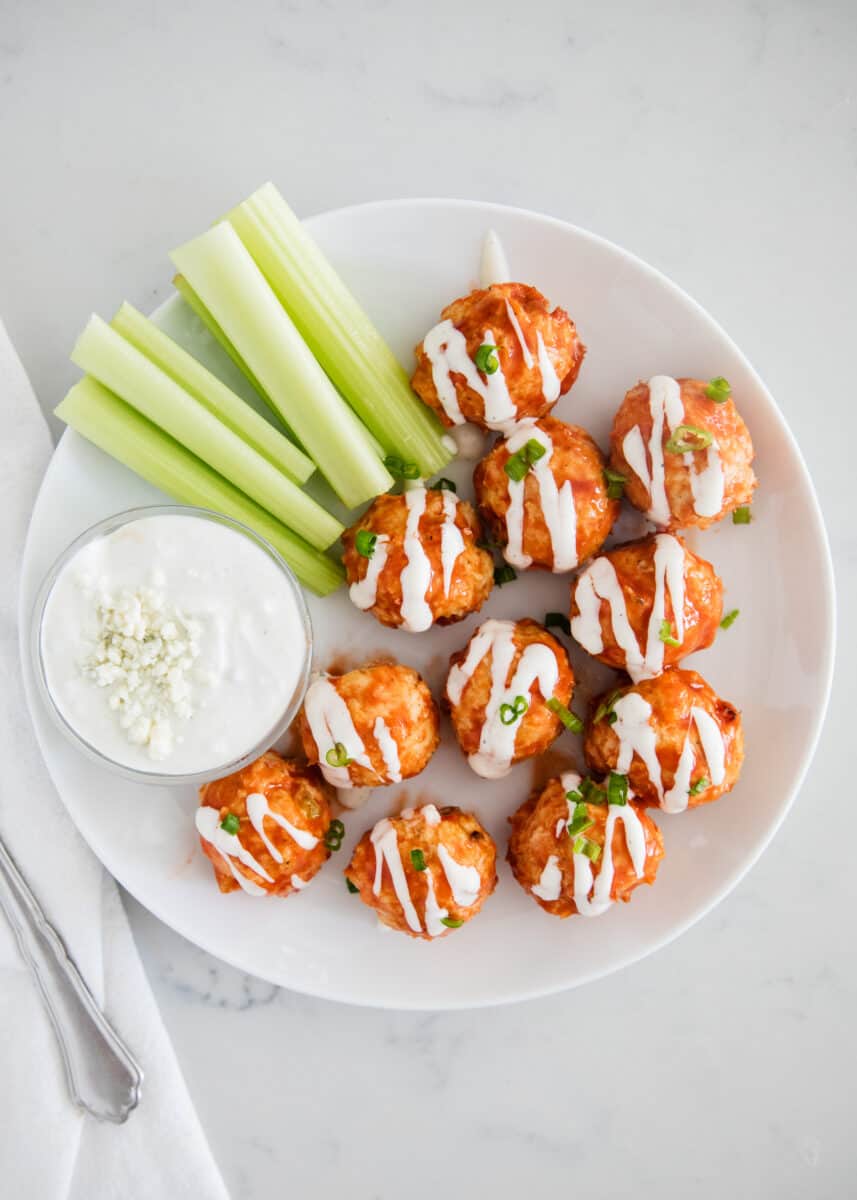 buffalo chicken meatballs with blue cheese