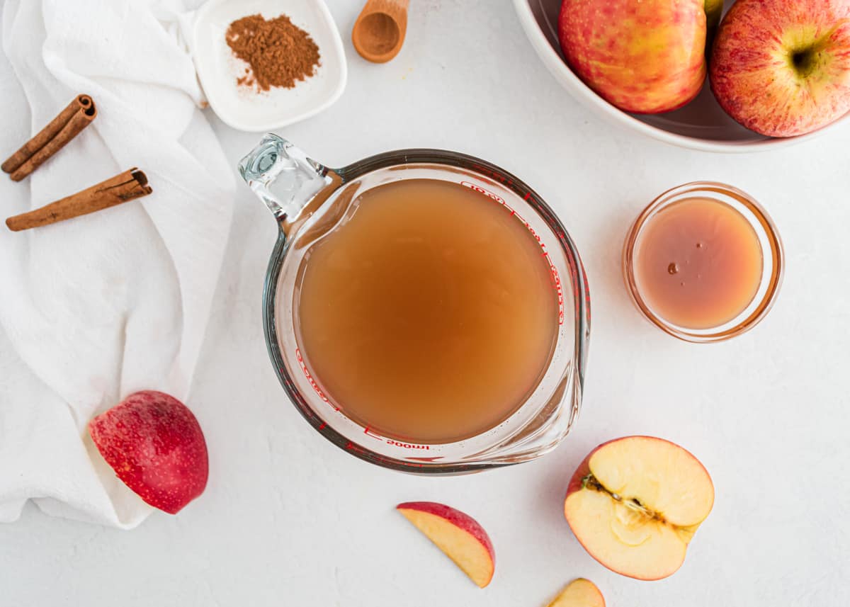 Apple cider ingredients on counter.