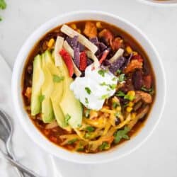 chicken taco soup in bowl